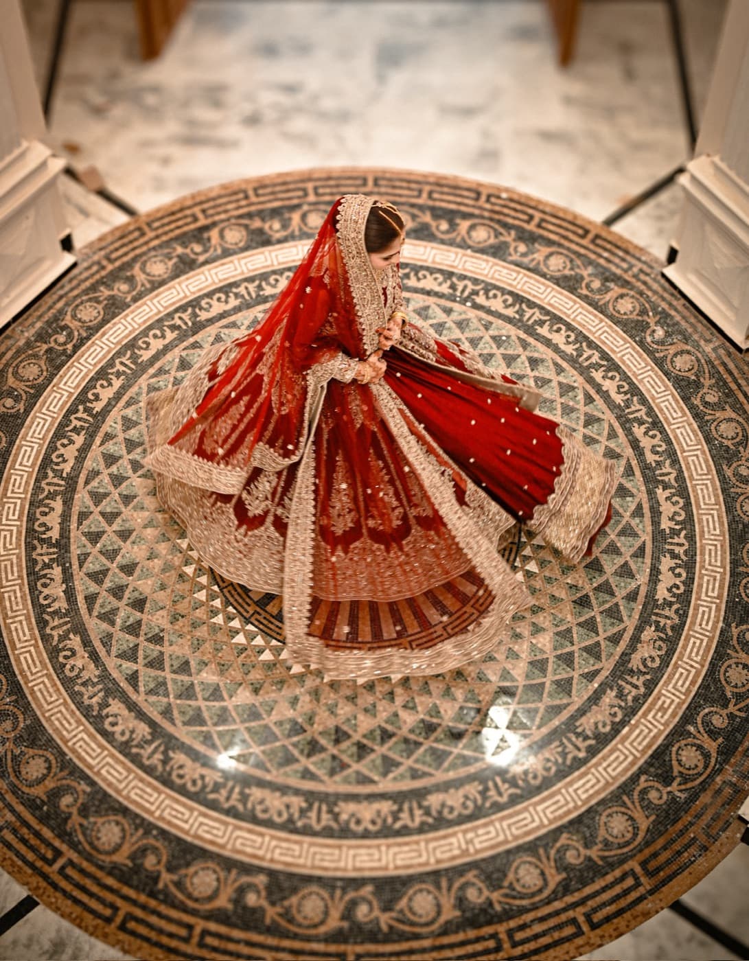 Bride in a red bridal outfit