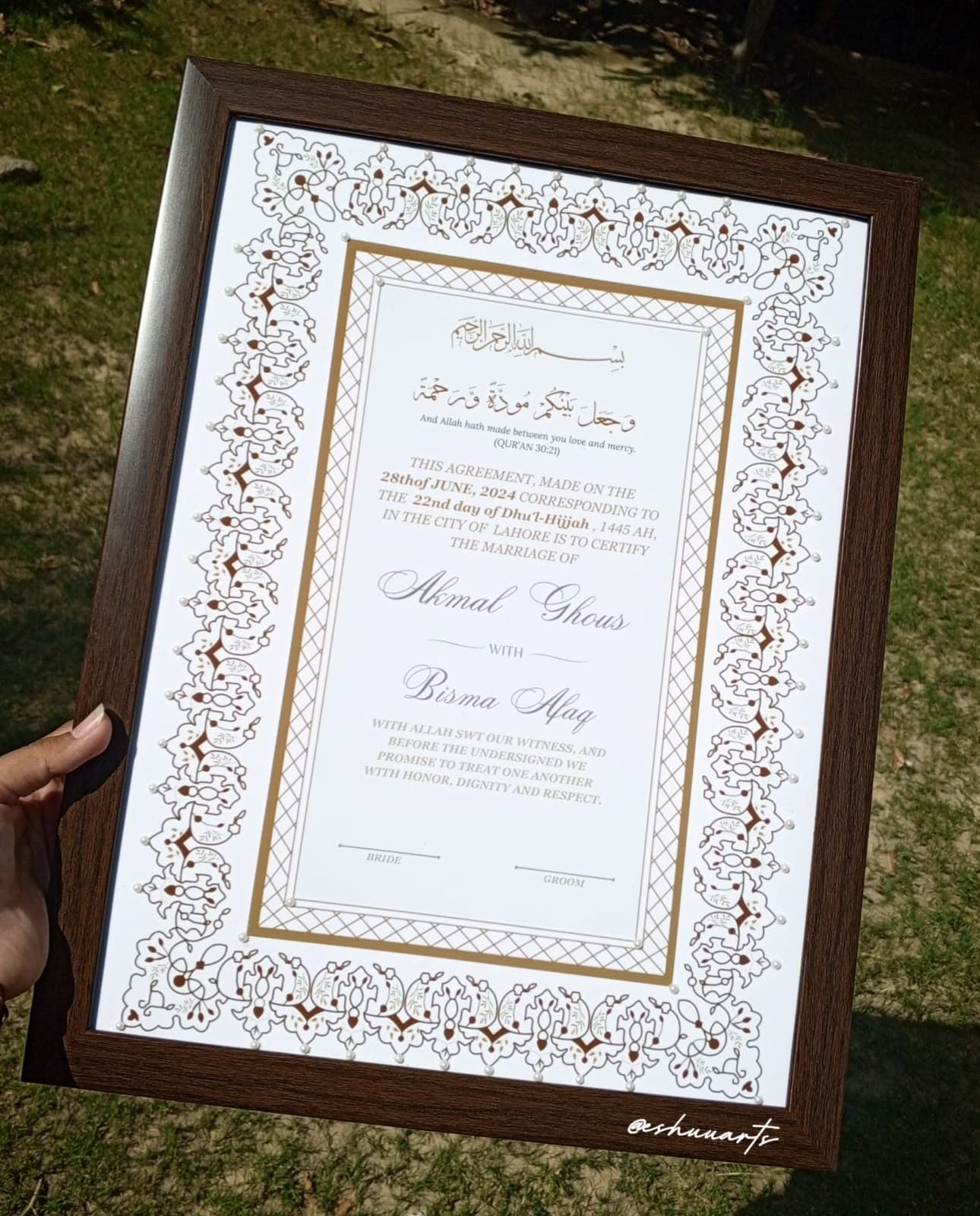 Pearl Nikahnama with Frame